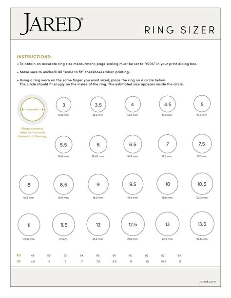 chanel ring size conversion|jared ring sizer printable.